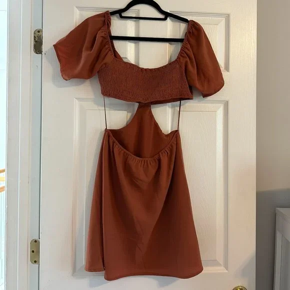 Burnt Orange Cut-Out Dress - Picture 2 of 2